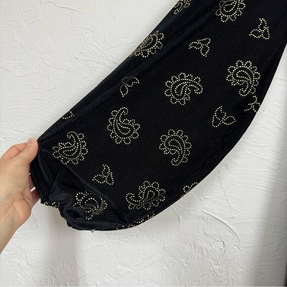 Revolve Tularosa Black Corduroy Gold Paisley Studded Mini Dress Womens S Boho - Picture 10 of 10